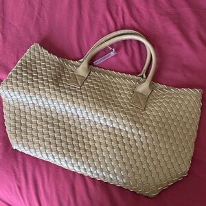 Anthropologie Tan Woven Tote Bag